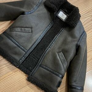 Zara Kids Black Shearling Puffer Jacket